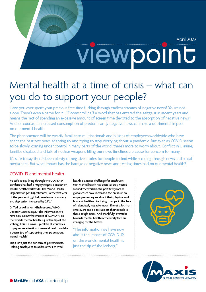 Mental health at a time of crisis – what can you do to support your people?